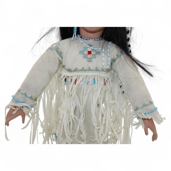 Silver Moon Native American Collectible Porcelain Doll By Linda Mason W/ Beaded - Picture 9 of 12